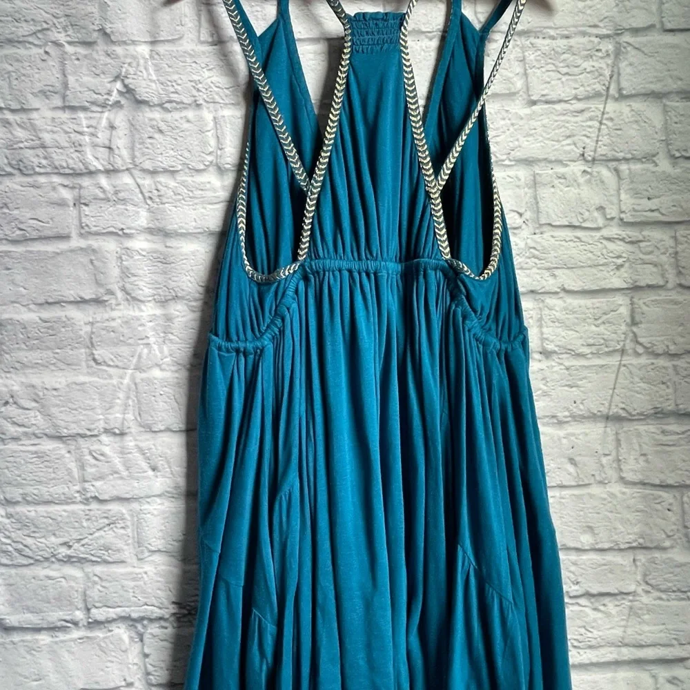 Free People Teal Embroidered Dress Medium - Picture 7 of 16